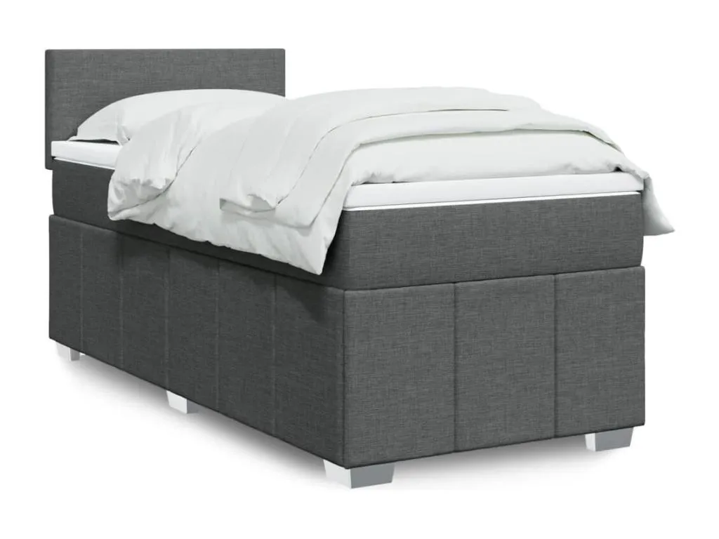 Cama box spring con colchón tela gris oscuro 90x190 cm iaa3519889