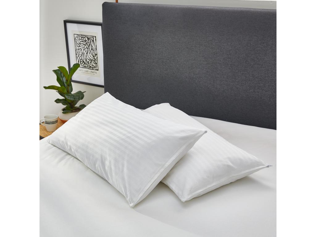 2 Almohadas plumón 30% y doble funda 100% algodón 40x75cm Decoromantico Home