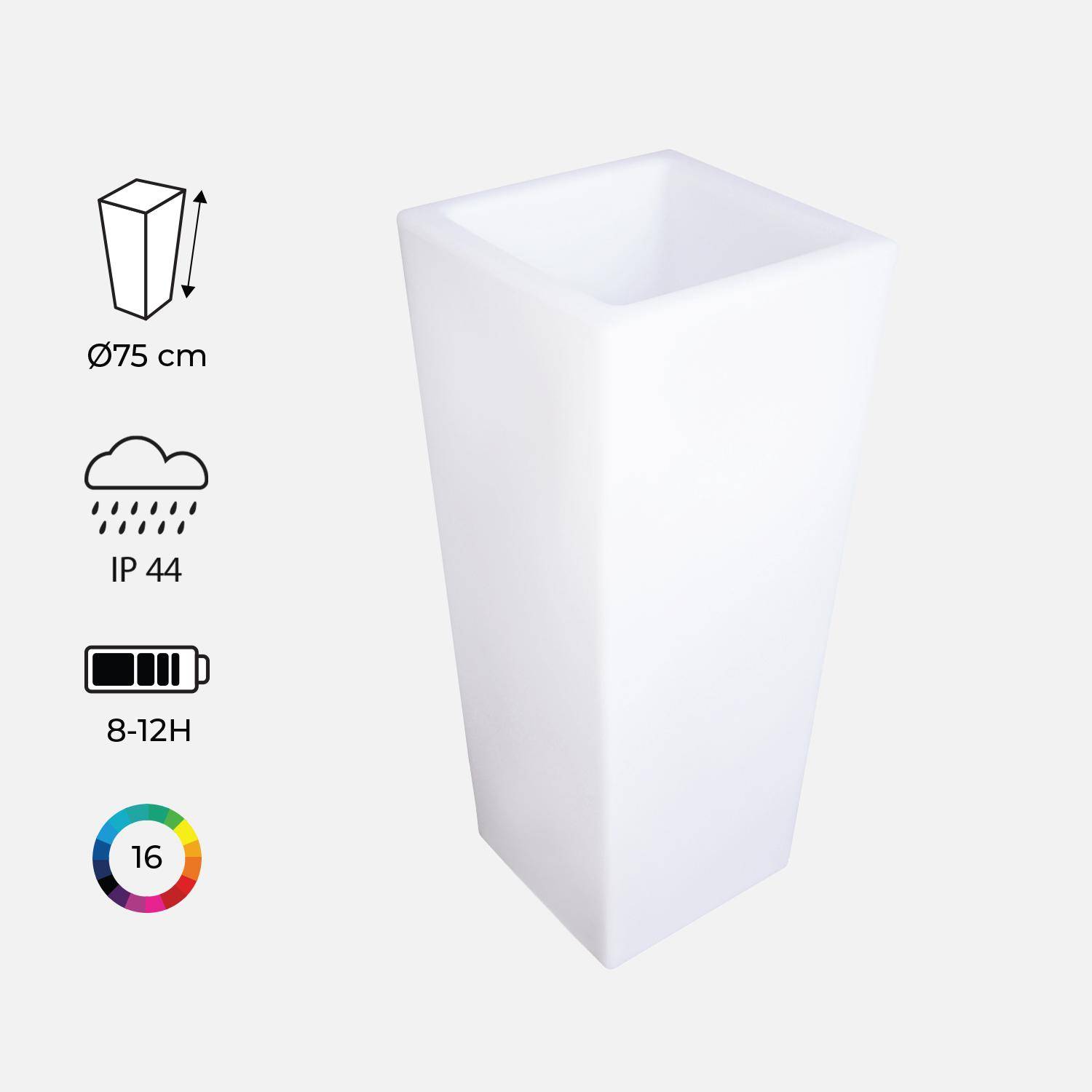 Jarrón LED 75cm - Jarrón con luz LED a pilas para interior/exterior