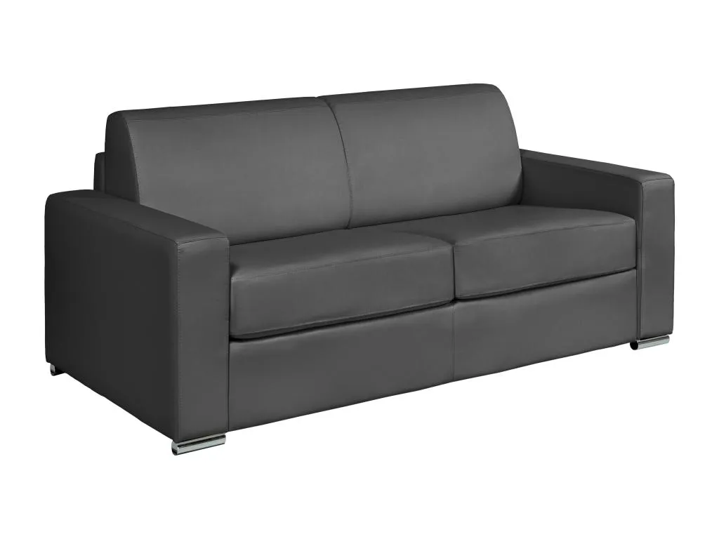 Sofá cama de 3 plazas de apertura rápida de cuero de búfalo gris - Cama de 140 cm - Colchón de 18 cm - Luxmbls OPSN99371