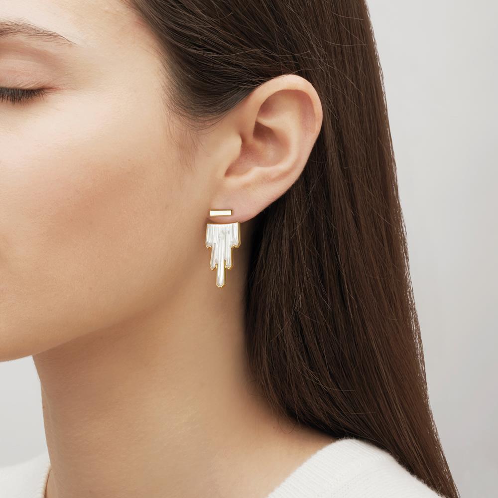 BOUCLES D'OREILLES TERRAMINERAL - CRISTAL INCOLORE, PLAQUÉ OR JAUNE 18 CARATS