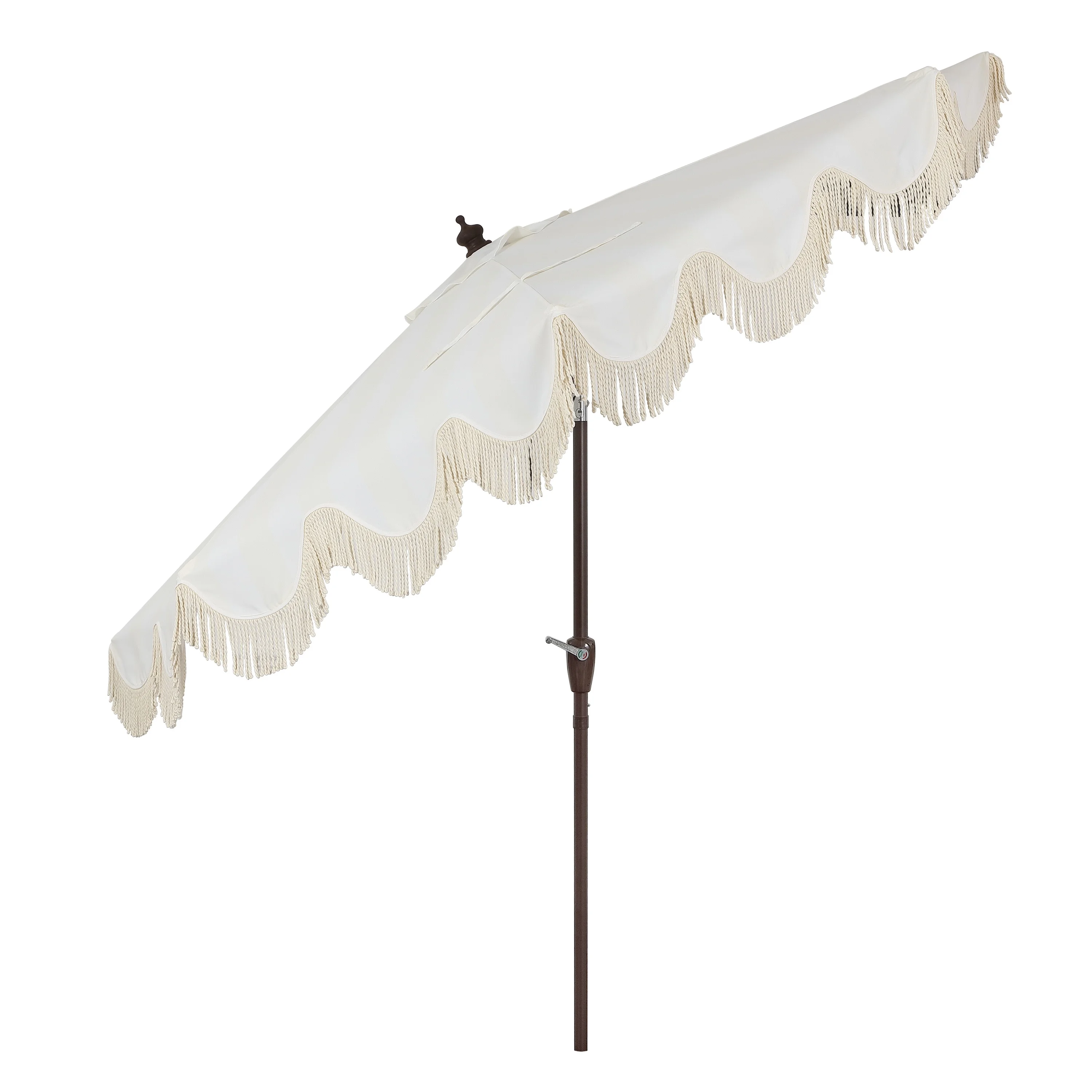 JONATHAN Y Beverly 9 ft. Half Market Patio Umbrella, Designer Classic Scalloped Fringe with Crank, Tilt Button and UV Protection, Blue/White/Cream, Dark Brown Pole - Image 50