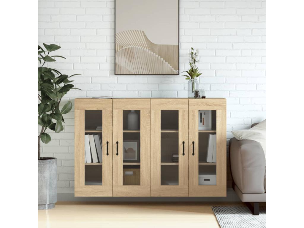 Armarios de pared 2 uds madera de ingeniería roble Luzssnh