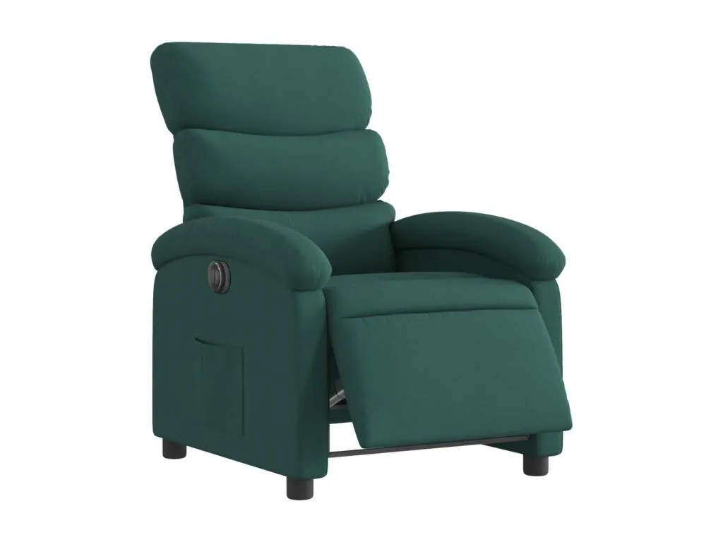 Sillón reclinable eléctrico tela verde oscuro