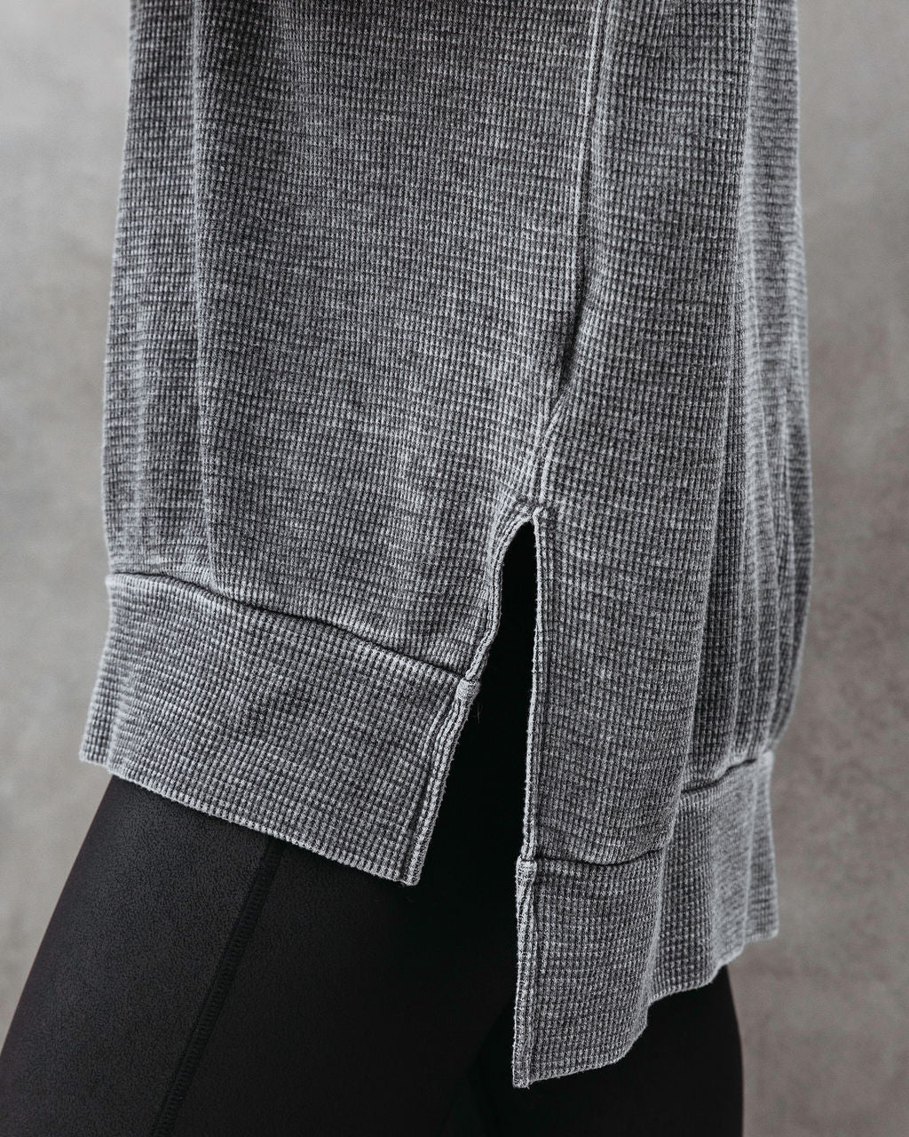 Tahoe Bound Waffle Knit Long Sleeve Top - Charcoal - Se7enfashion