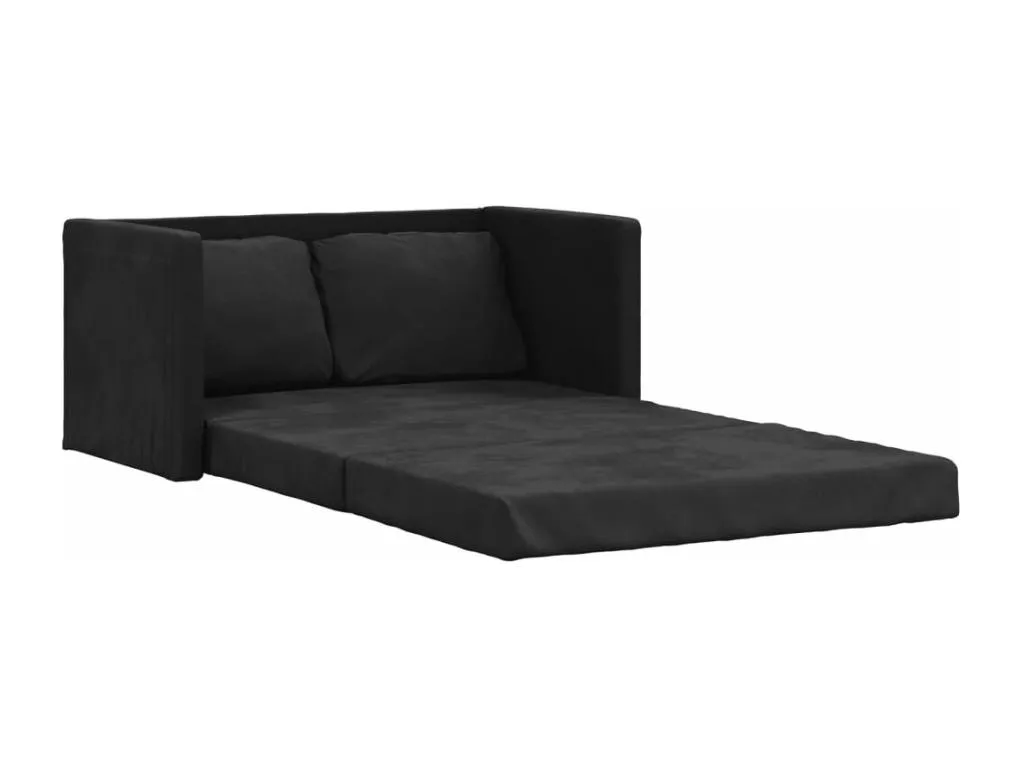 Sofá cama de suelo 2 en 1 terciopelo negro 122x204x55 cm