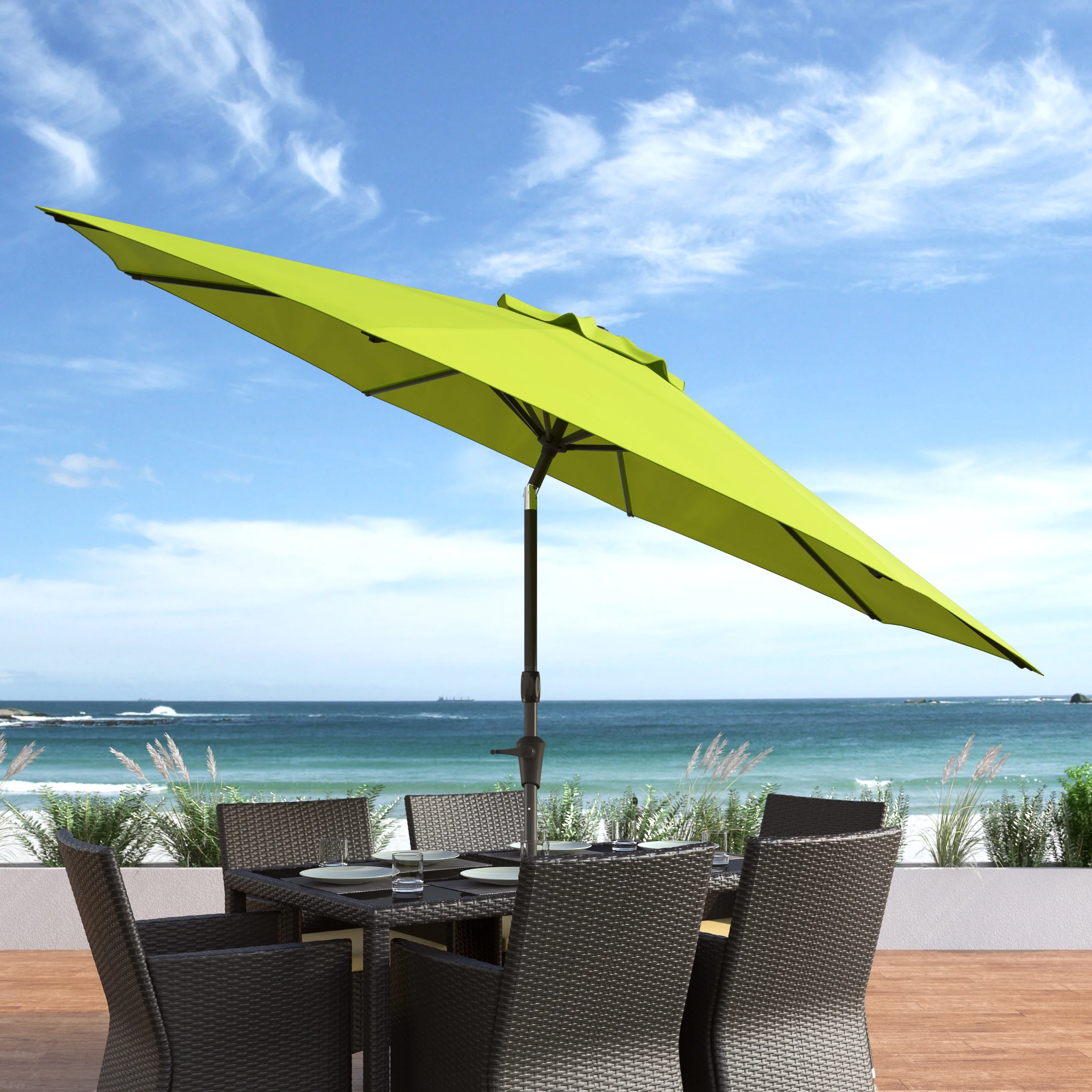 CorLiving 10 Foot Wind Resistant Patio Umbrella, Outdoor Parasol with Crank Tilt, Round Market Umbrella for Patio, Umbrella with Crank, Tilt Umbrella, Outdoor Umbrella, White - Image 24