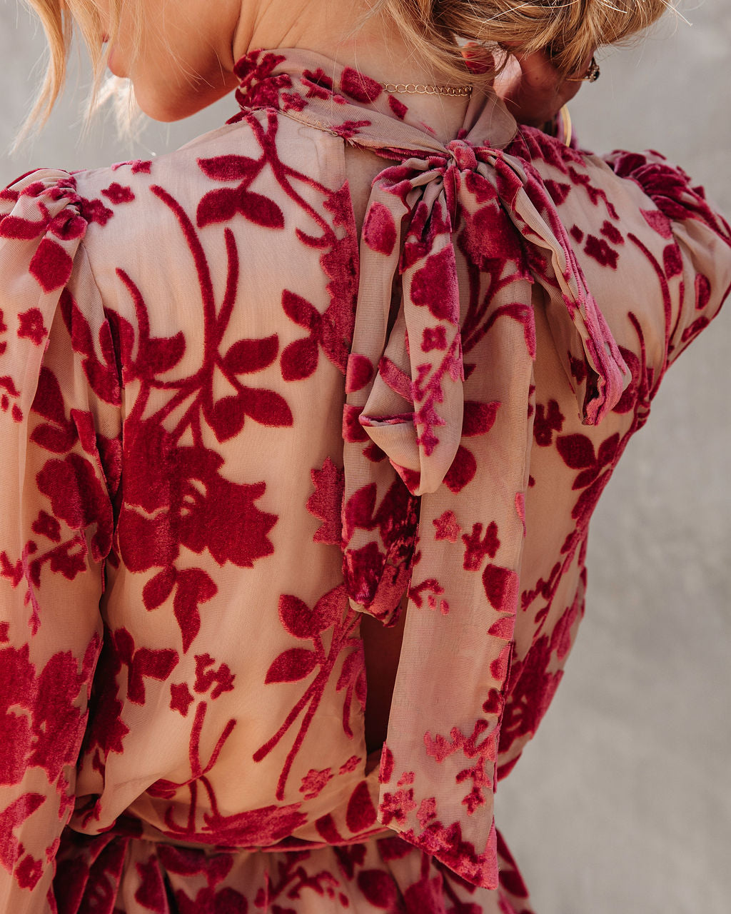 Calgary Floral Velvet Tie Dress - Se7enfashion