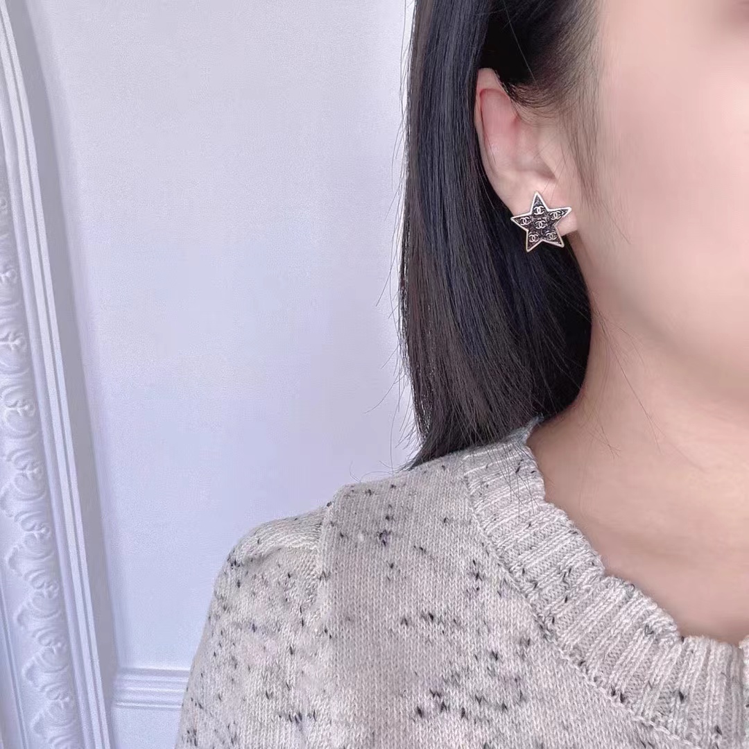 Chanel Black Star Earrings - Original Replica Club