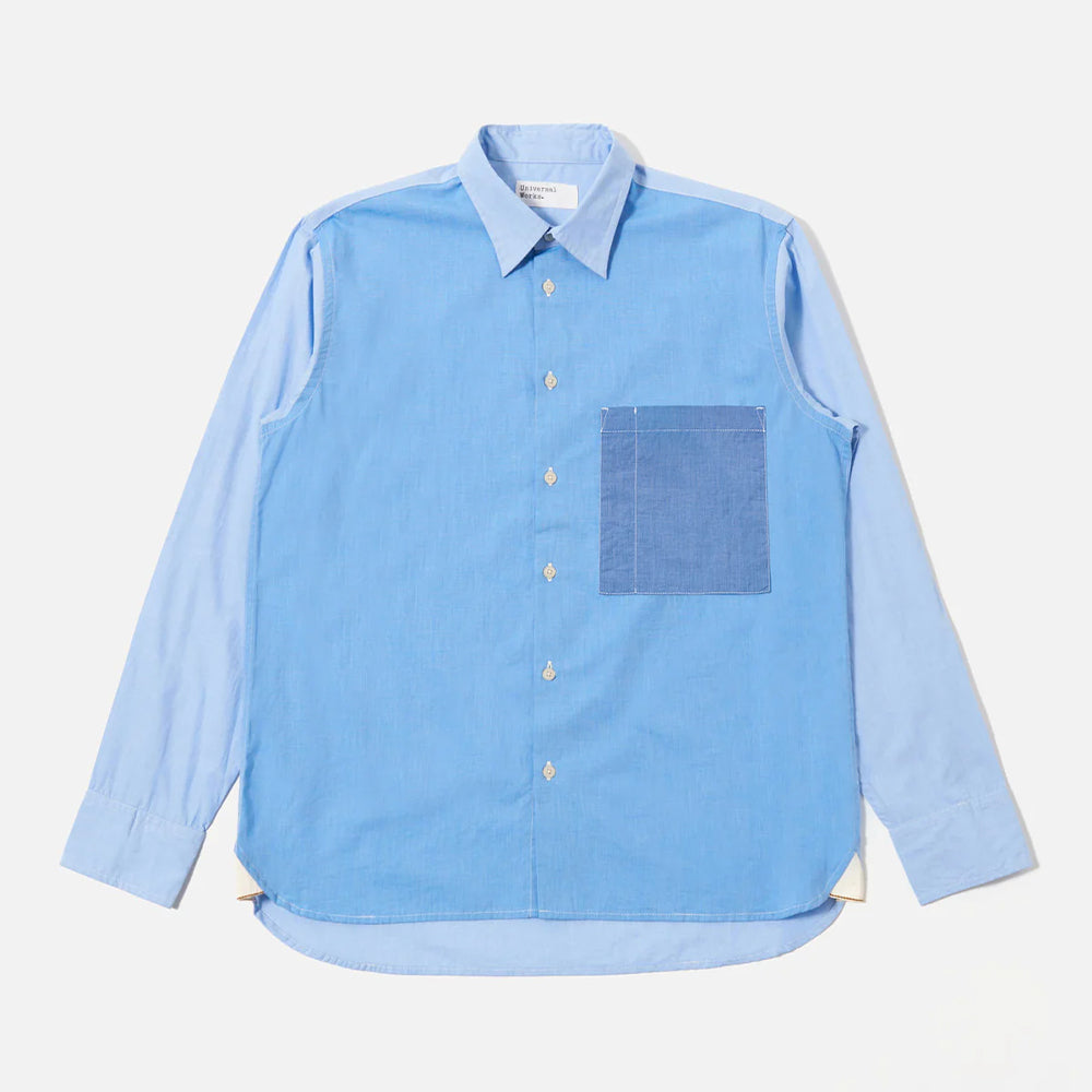 Universal Works - Chemise Mixed Square Pocket - Bleu Ciel