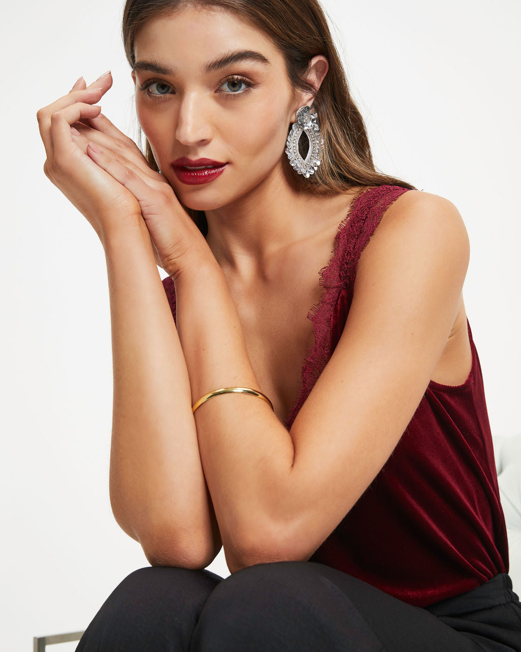 Paula Sequin Crystal Drop Earrings - Silver - Se7enfashion