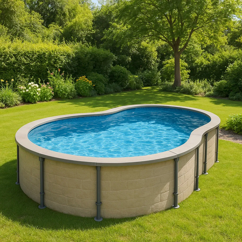 Piscina desmontable Piscina riñón desmontable exterior beige gris PVC jardín 640x366x132 cm qpBpPiJ569IZ