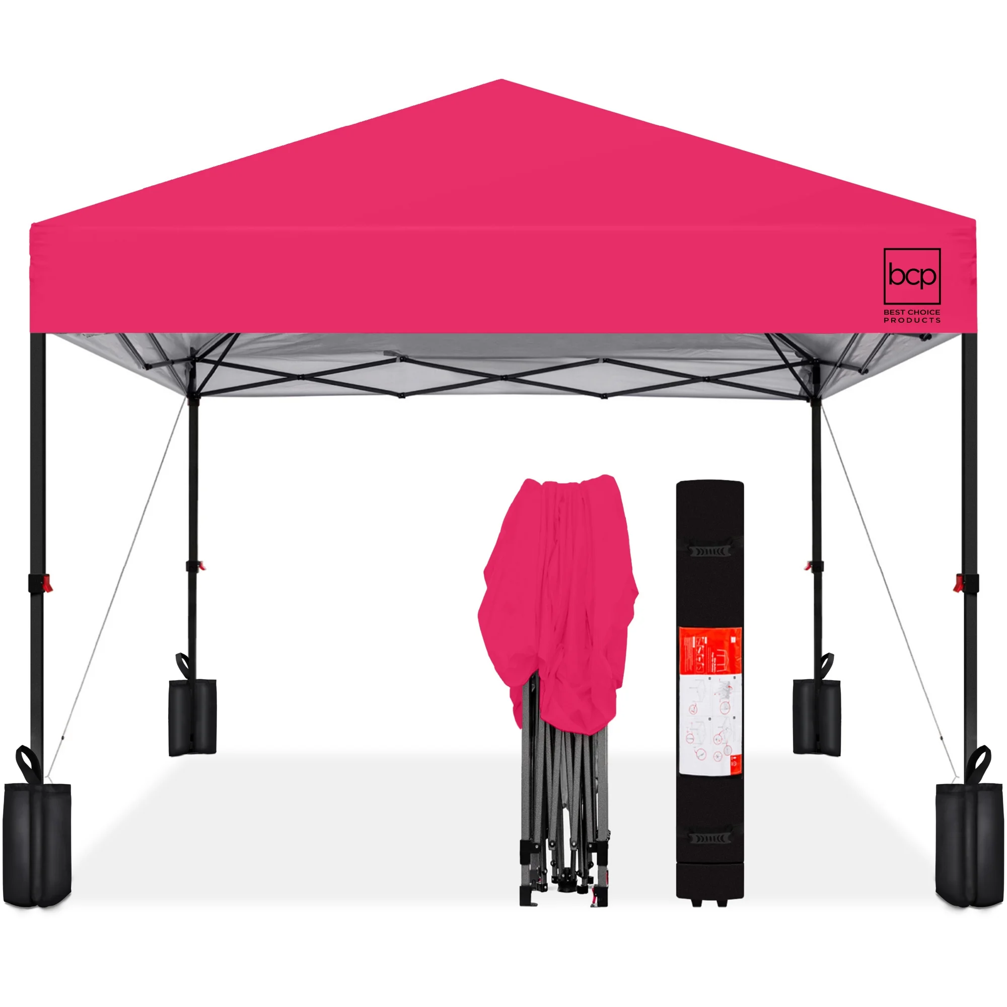 Best Choice Products 10x10ft Easy Setup Pop Up Canopy w/ 1-Button Setup, Wheeled Case, 4 Weight Bags - White - Image 155