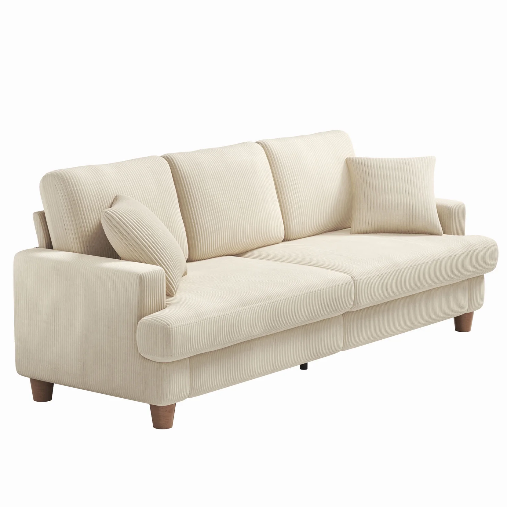 87" Corduroy Sofa,3 Seater Sofa with Extra Deep Seats,Neche Comfy Upholstered Couch for Living Room,2 Pillows,Green - Image 15