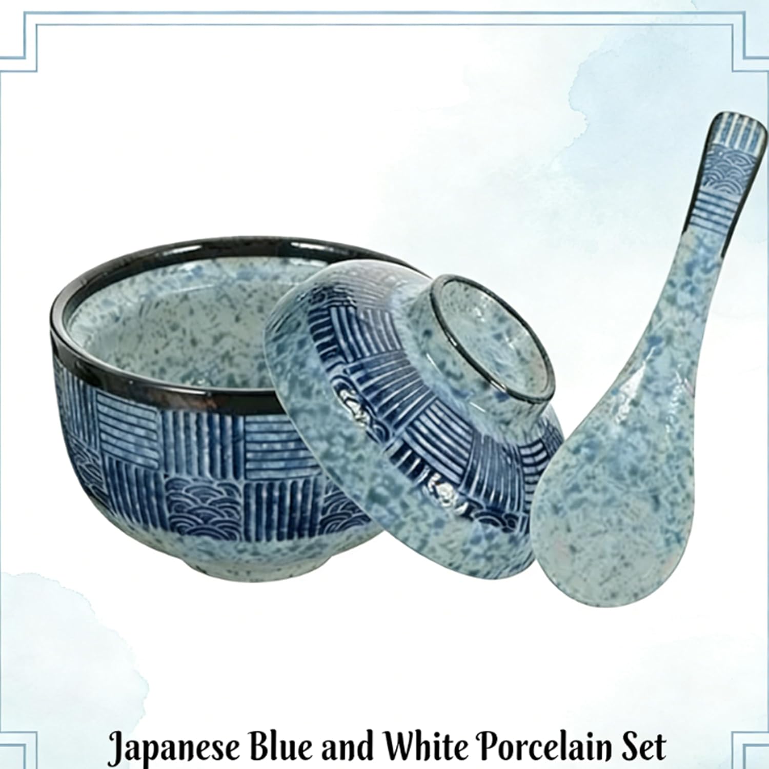 Japanese Ceramic Soup Bowls with Lid & Spoon Perfect for Miso Soup, This Set Includes Spoons & Lids, Making It Ideal for Family Dinners and Special Occasions. An Elegant Addition to Your Home Kitchen