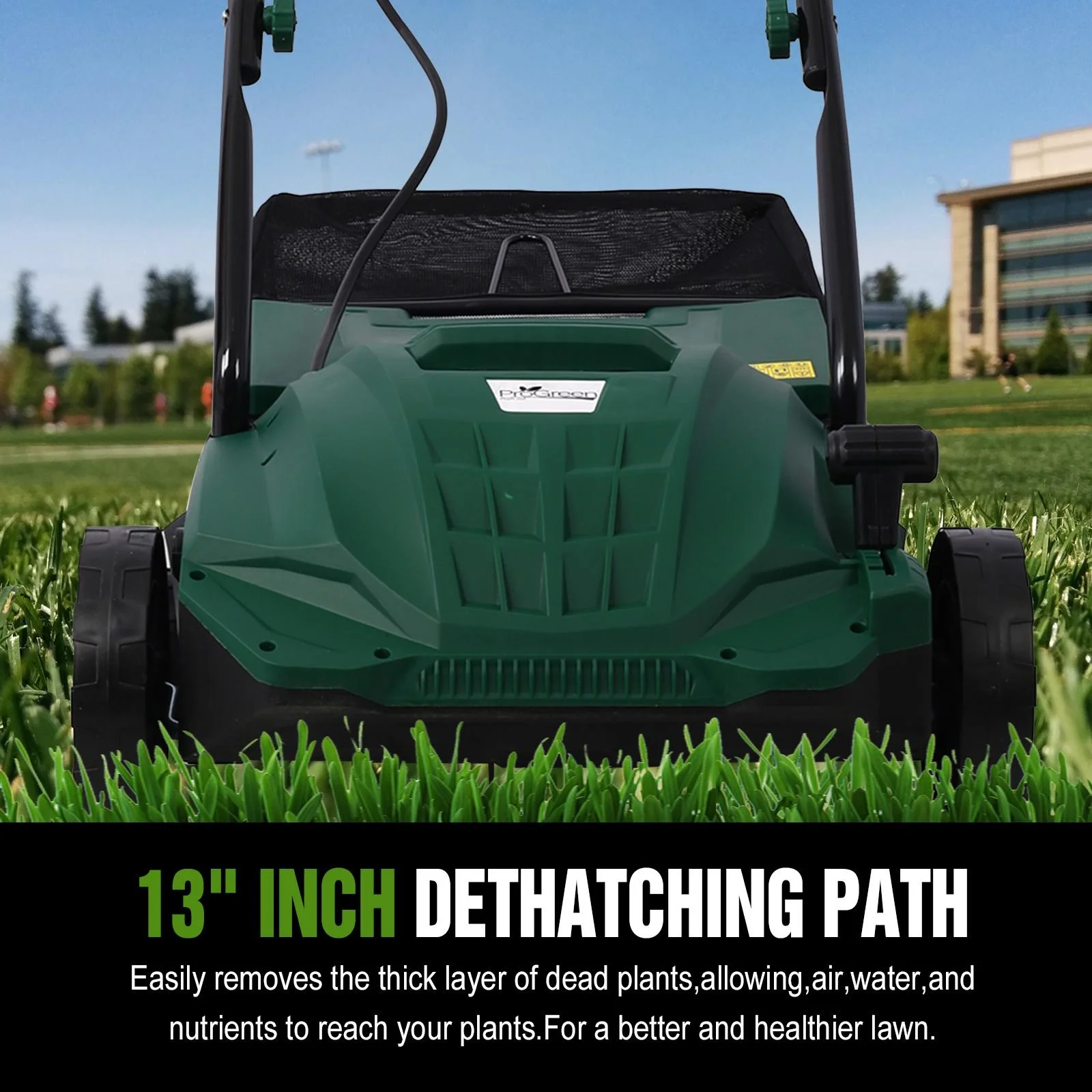 Dethatcher and Scarifier, Seizeen 16-Inch Lawn Dethatcher Scarifier 2-IN-1 Gardening Equipment, Powerful 15 Amp Electric Dethatcher & Scarifier, Height Adjustable, 58QT Removable Thatch Bag - Image 22