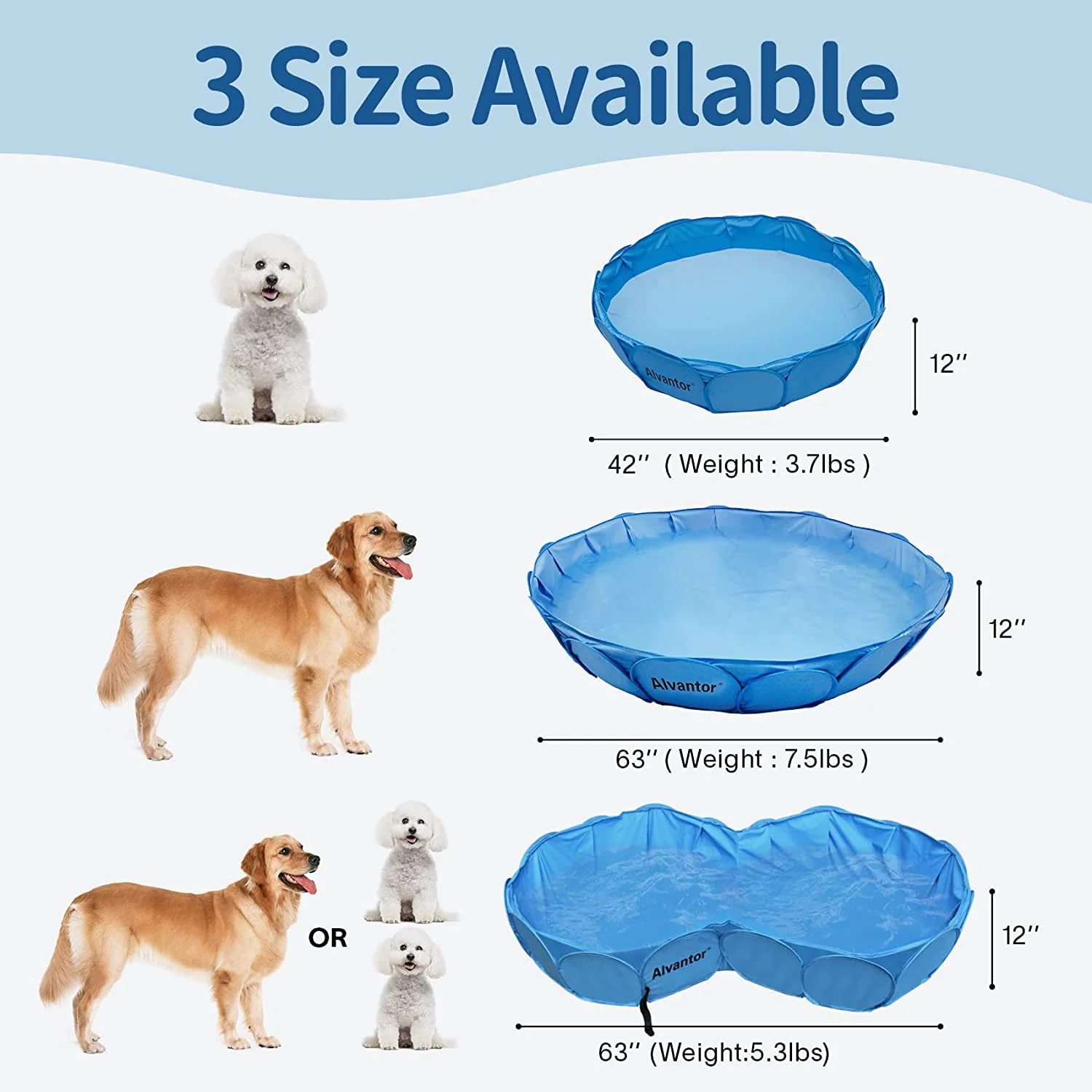 Alvantor Pet Swimming Pool Dog Bathing Tub Kiddie Pools Cat Puppy Shower Spa Foldable Portable Indoor Outdoor Pond Ball Pit Patent Pending - Image 8