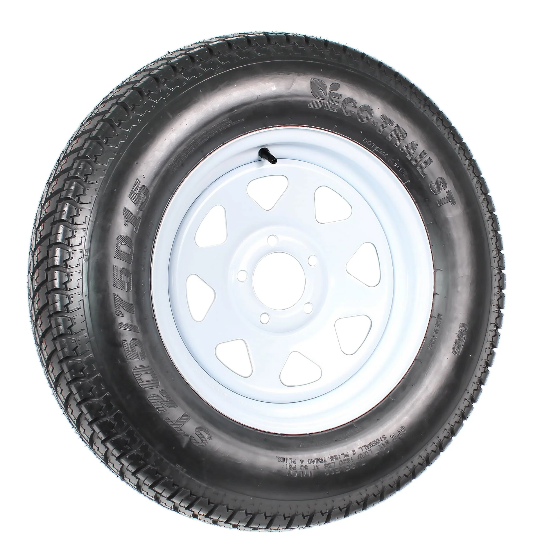 2-Pack Trailer Tire On Rim ST205/75D15 205/75 D 15 in. LRC 5 Hole White Spoke - Image 3