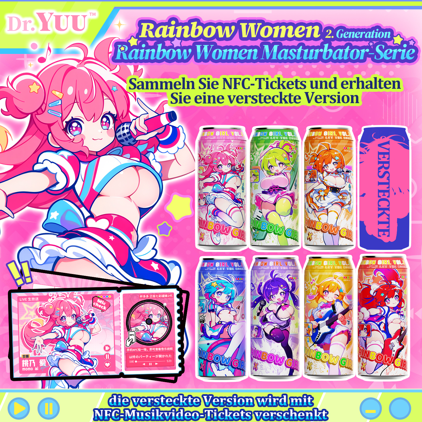 Dr.YUU Rainbow Women 2.0 Anime Onahole | Doppelschicht-Tunnel & Weiches TPE für Waifu-Erlebnis |  - DR.YUU™