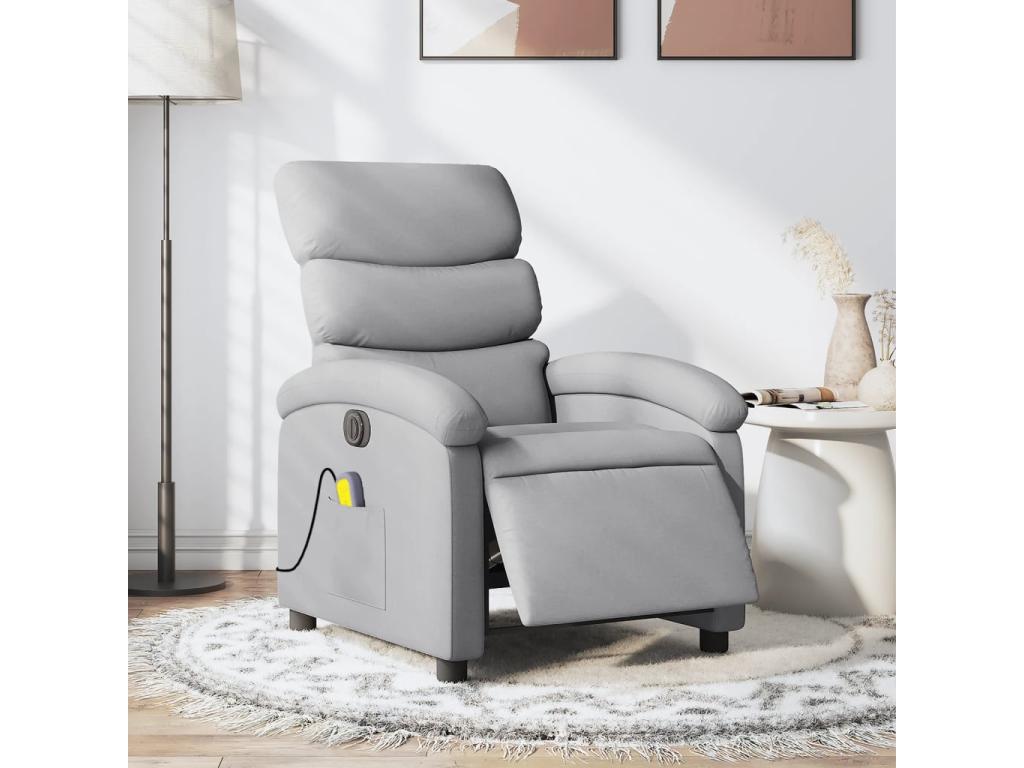 Sillón reclinable de masaje eléctrico tela gris claro