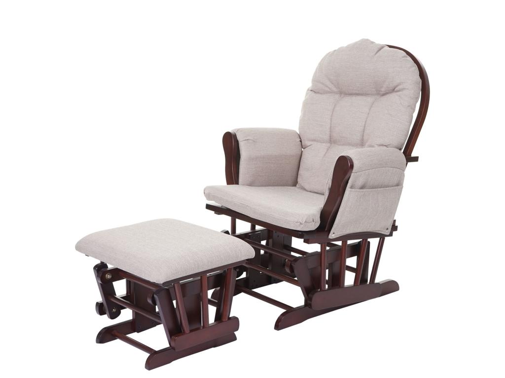Sillón reclinable Cozetiq-C76 Sillón giratorio - tela/textil - gris crema - estructura marrón