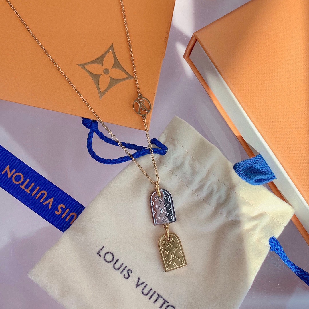 Louis Vuitton Gold and Silver Tags Pendant Necklace - Original Replica Club