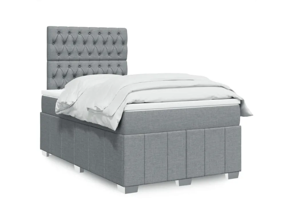 Cama box spring con colchón tela gris claro 120x200 cm gra3519795