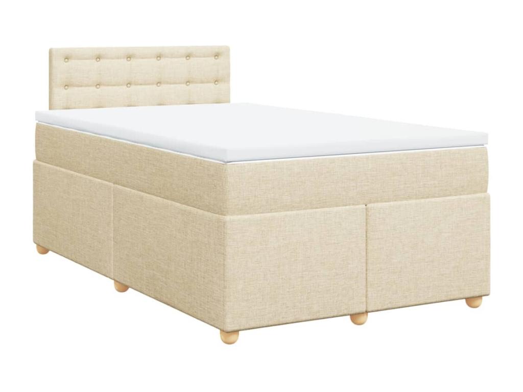 Cama box spring con colchón tela color crema 120x190 cm