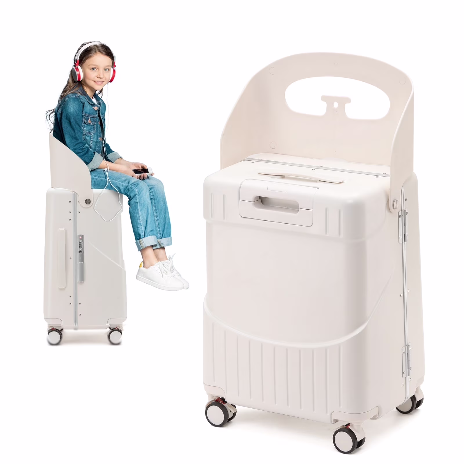 22 Inch TSA Lock Luggage with for Kids& Adult,Check in Lockable Spinner Wheels Free Luggage Cover and Safety Seatbelt Travel Suitcase - Image 3