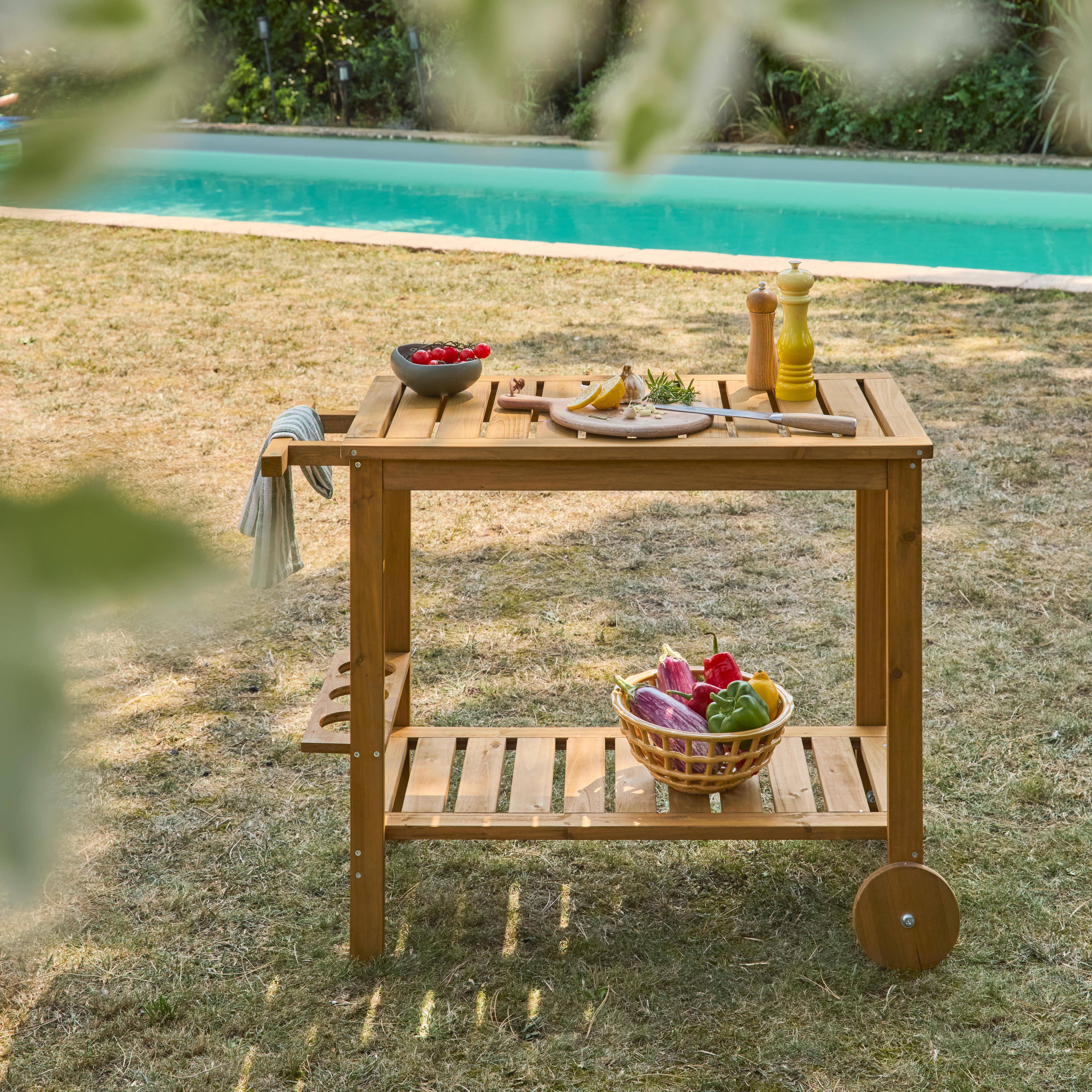 Aulne - Carrito de cocina exterior de madera con ruedas