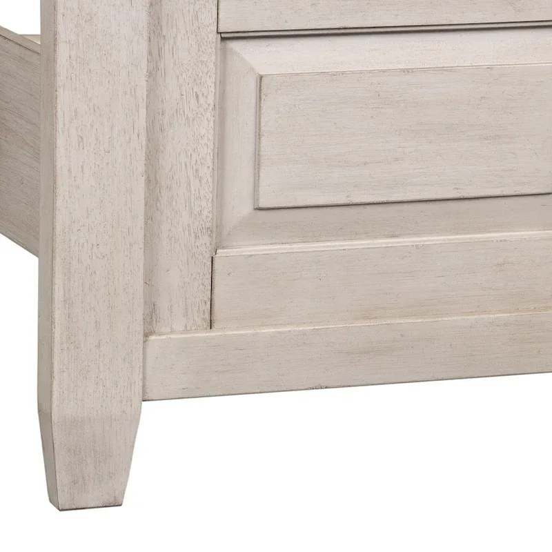 Farmhouse Panel Bed with Wooden Frame and Slat Support