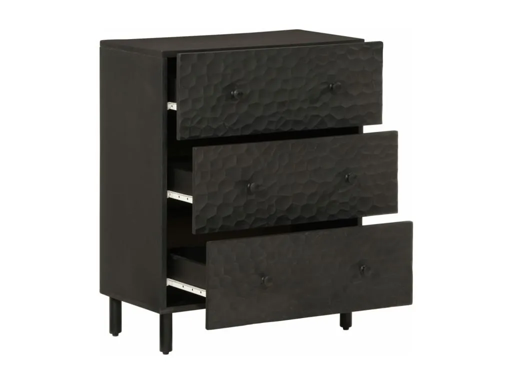 Armarios auxiliares 2 pzas Kavehomedeco maciza Kavehomedeco negro 60x33x75cm 06635AHFT