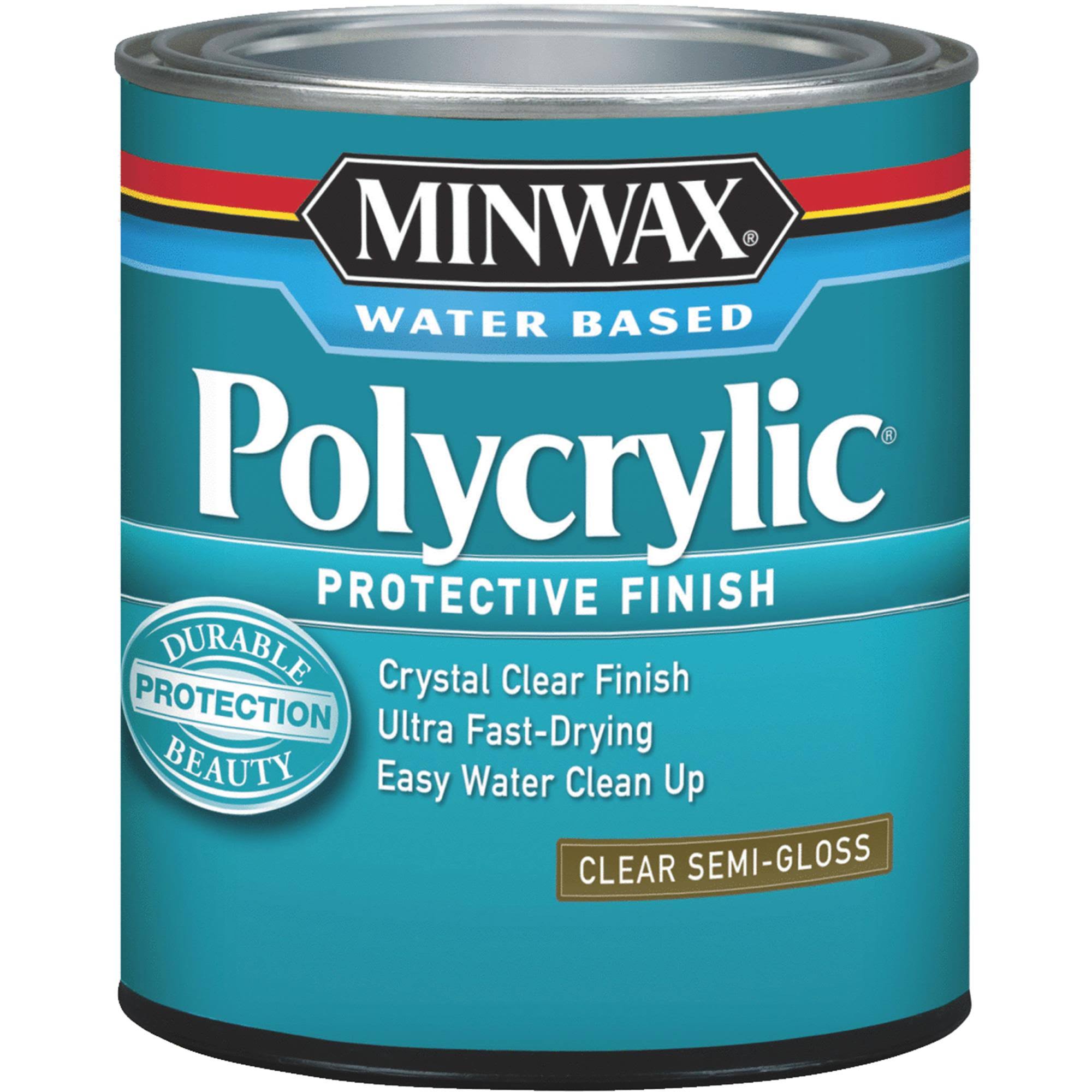 Minwax Polycrylic Protective Finish, Clear Semi Gloss - 1 qt can(Quart/1 Qt)