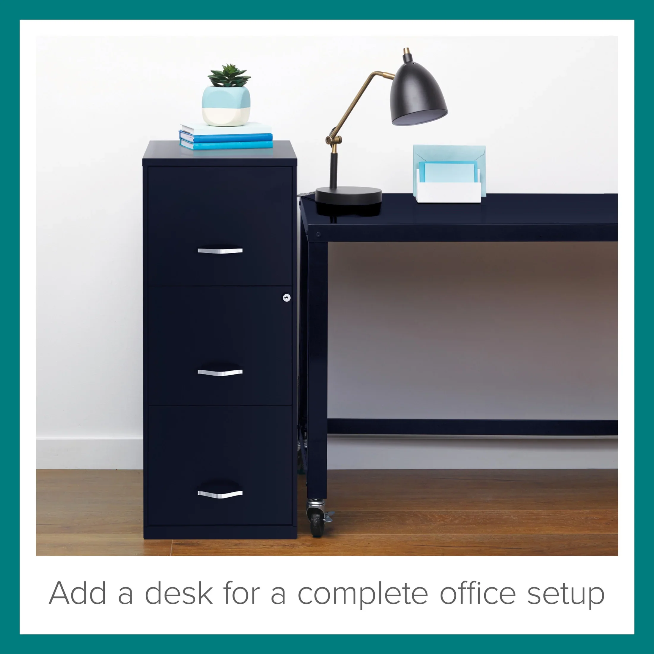 Space Solutions 18" Deep 3 Drawer Smart Letter Width Vertical File Cabinet, Navy