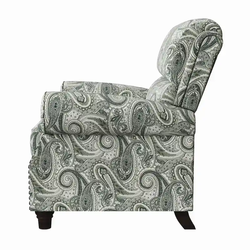 Push Back Recliner Chair with Padded Cushion and Solid Wood Legs