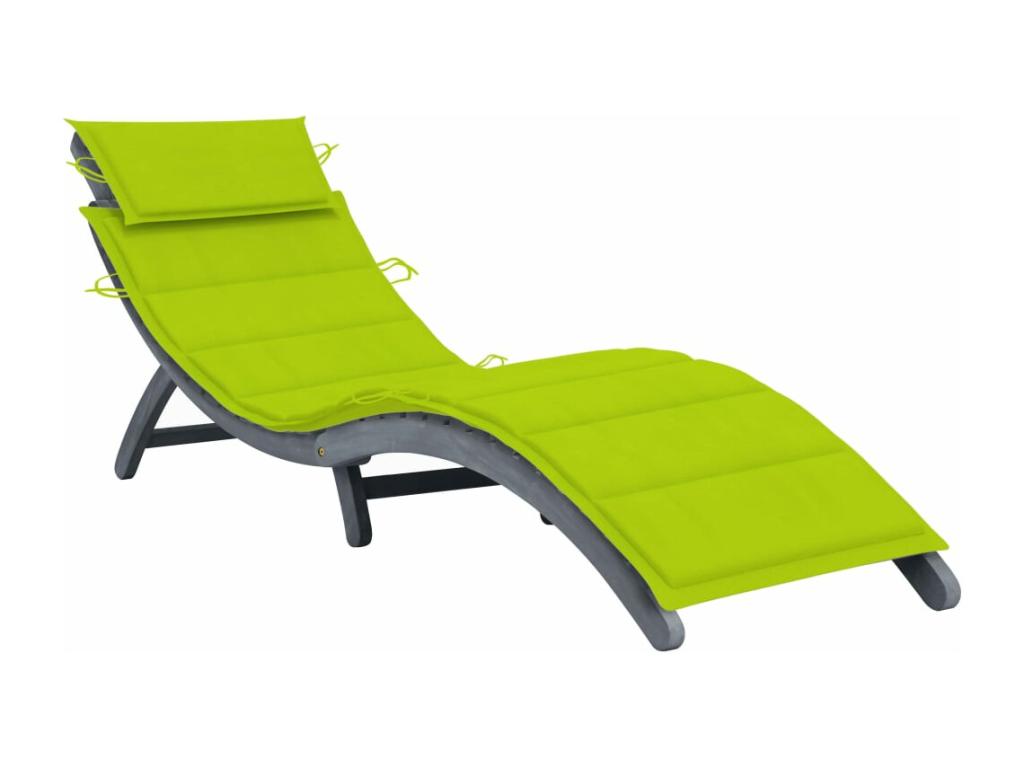 Sillón con cojín Gris Madera maciza de acacia