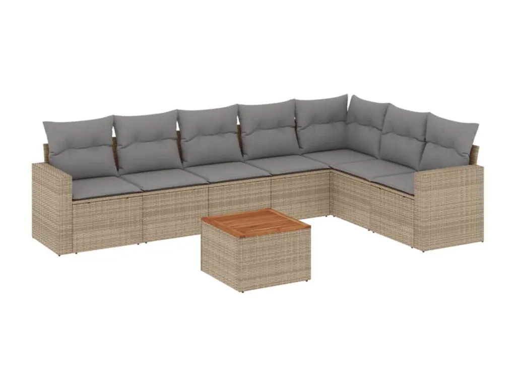 Conjunto de sofás de exterior de 8 piezas con cojines beige ratán PE de alta calidad KU2092807