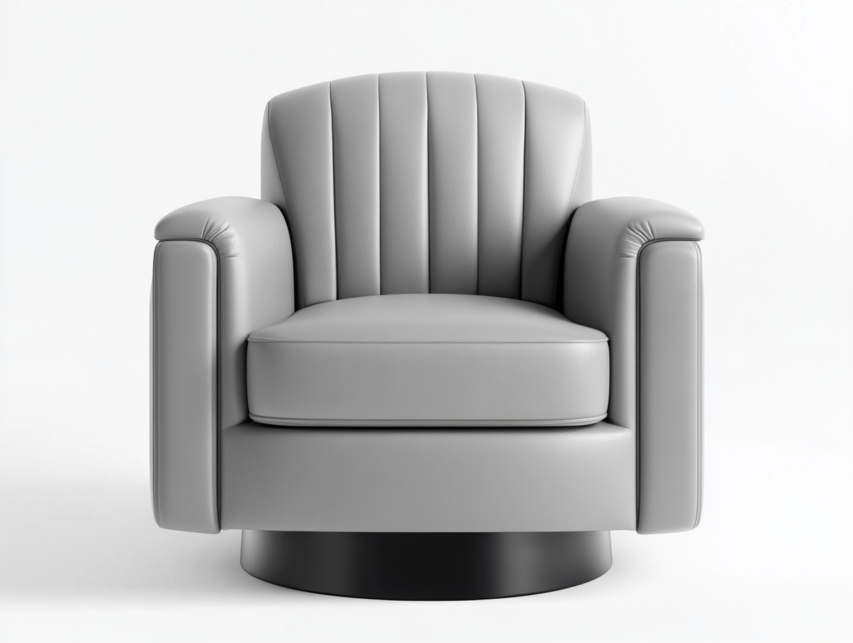 Sillón reclinable con cuero gris y base de acero negro