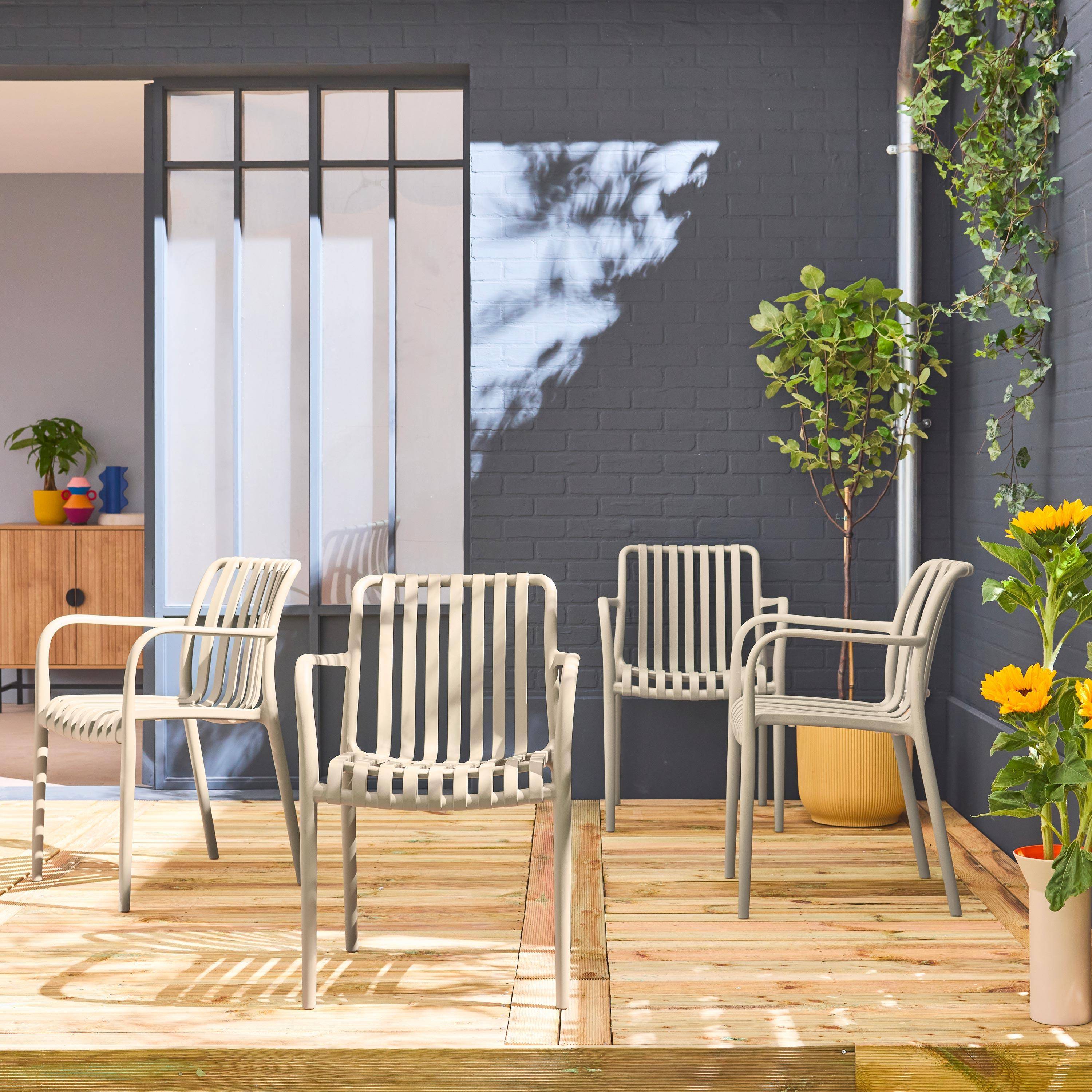 Agathe - Sillón de jardín con diseño lineal, set de 4