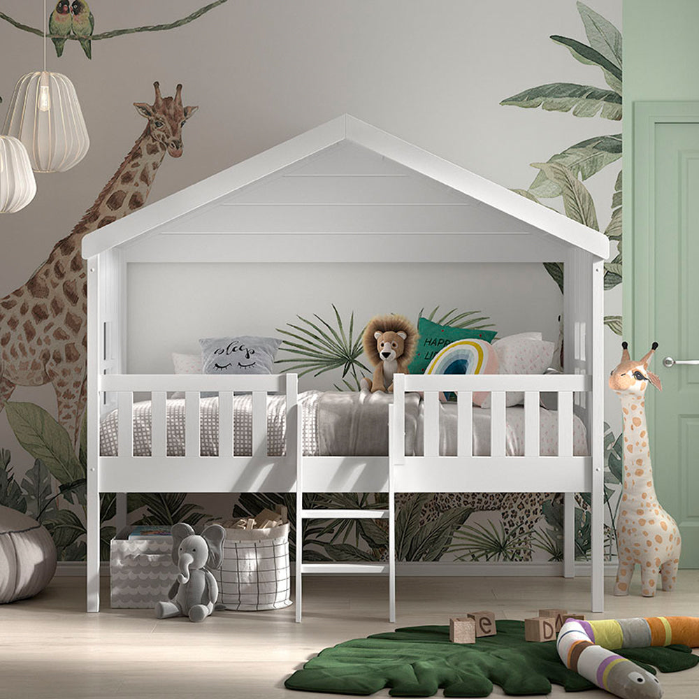 Vipack Housebed Huisbed met Ladder 90 x 200 - Wit