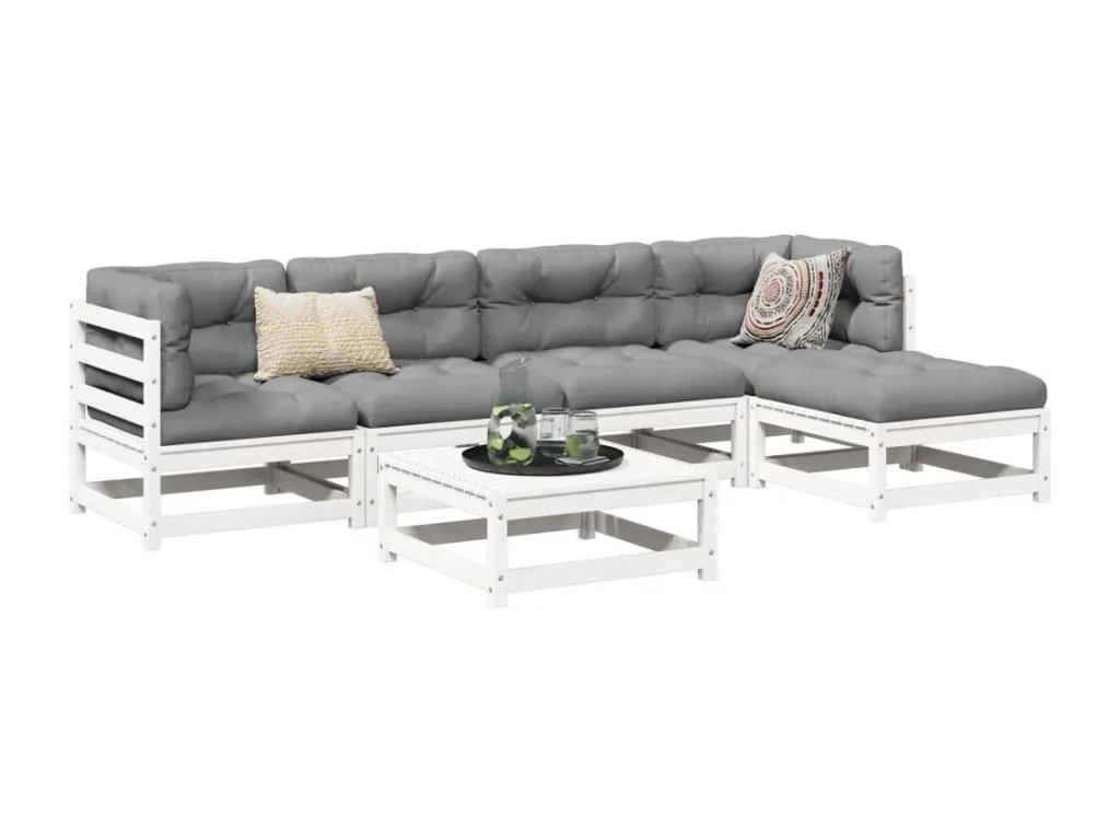 Juego de 6 Sofás de Jardín Maciza Decohoguera Blanco TT0260264