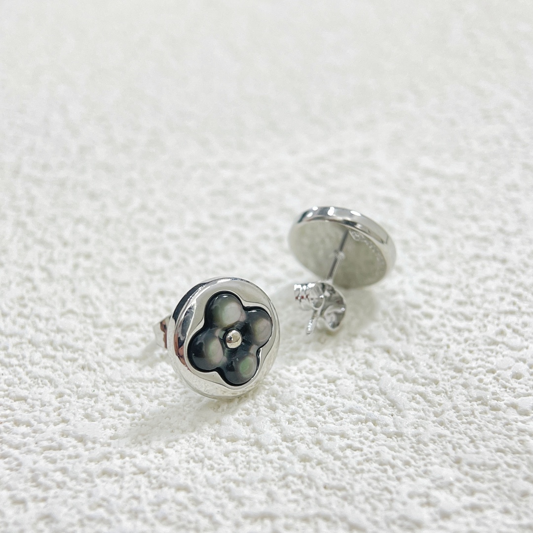 Louis Vuitton Gray Mother of Pearl Stud Earrings - Original Replica Club