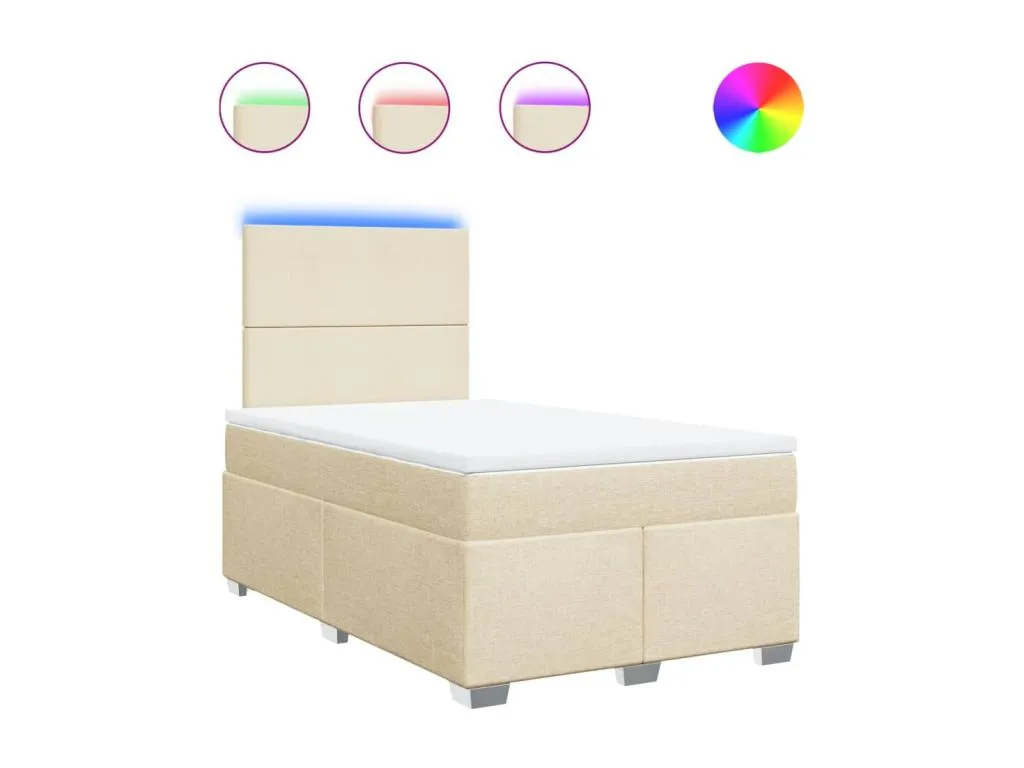 Cama box spring con colchón tela color crema 120x190 cm qcy3520140
