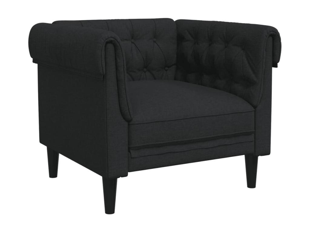 Sillón Chesterfield de tela negro