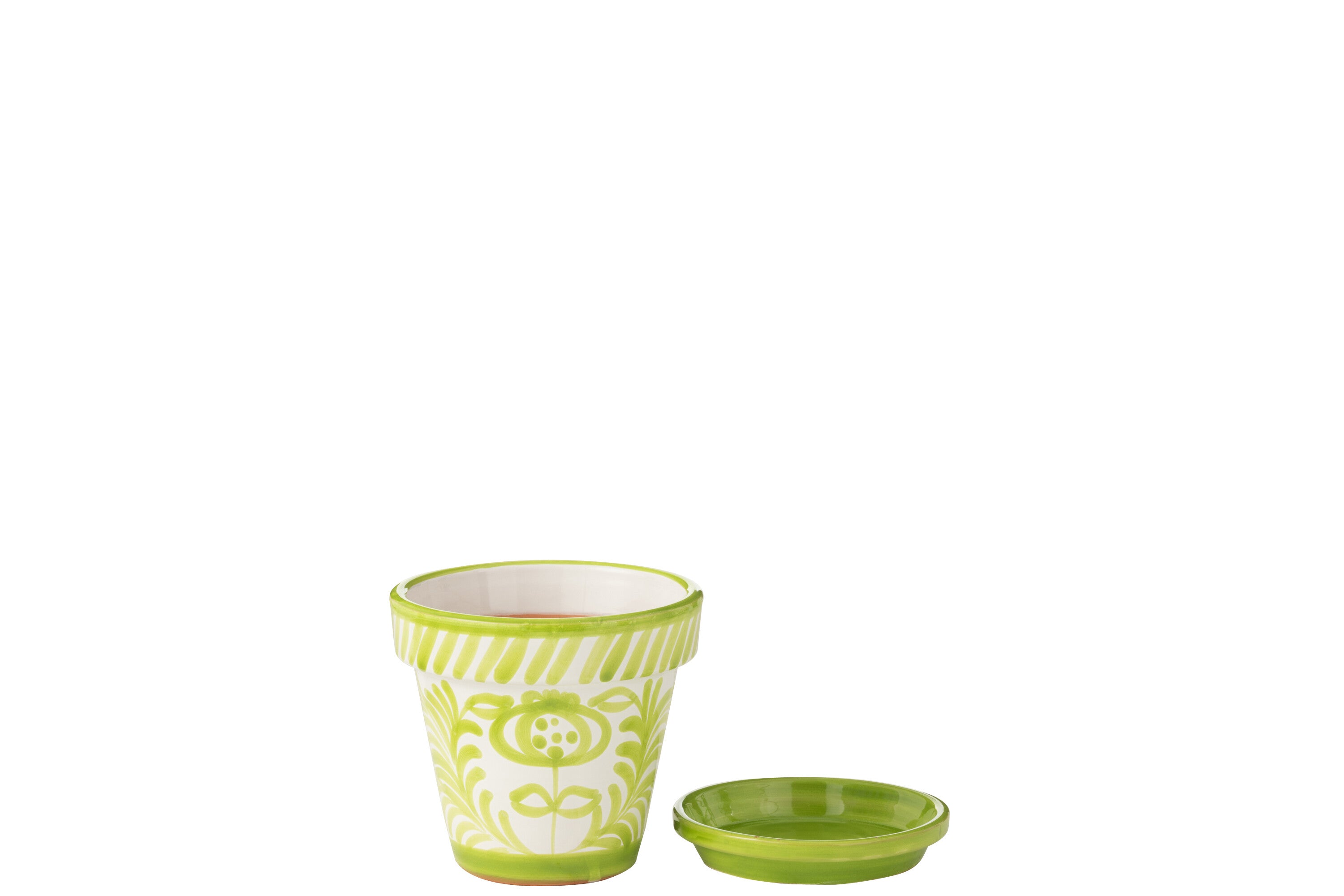 J-Line bloempot Granada Handmade + Painted - keramiek - groen - small