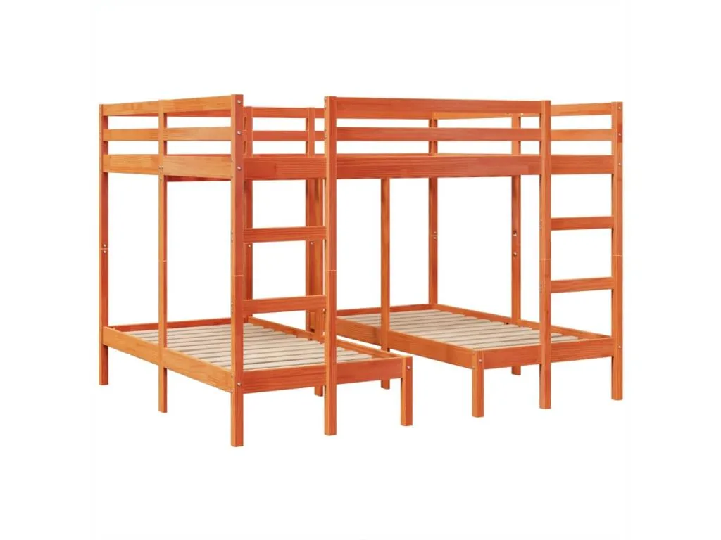 Litera triple Mobtrendy maciza de Mobtrendy marrón 140x200/70x140 cm dtiv11301