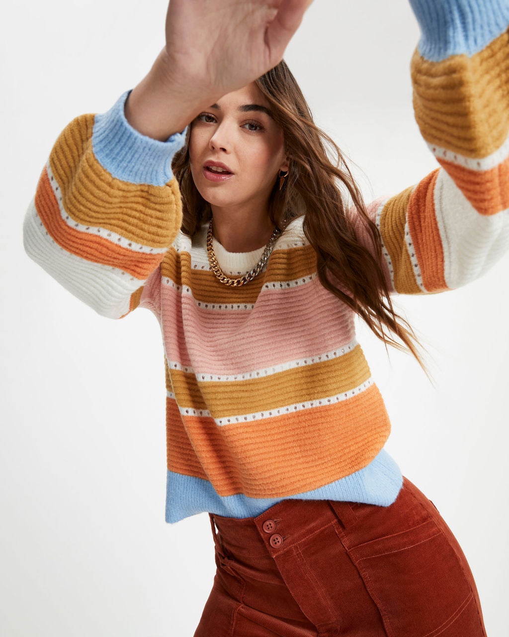 Outside The Lines Striped Knit Pullover Sweater - FINAL SALE - Se7enfashion