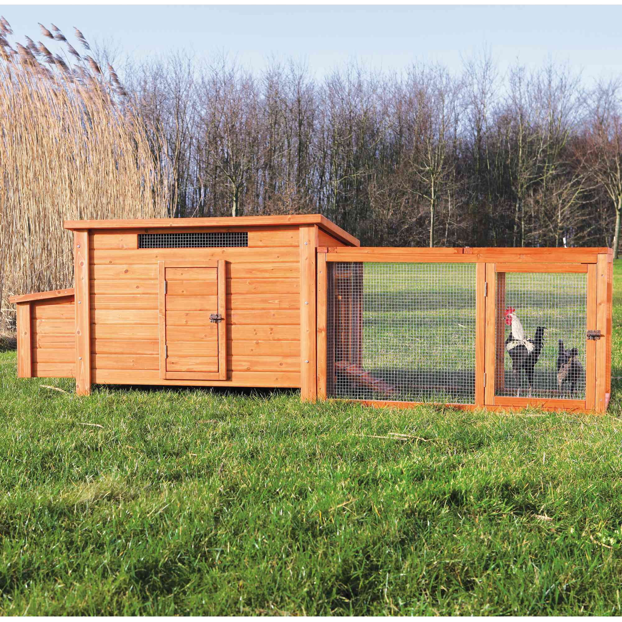 TRIXIE Weatherproof Outdoor Wooden Chicken Coop with 2 Nesting Boxes & Run, Brown - Image 14