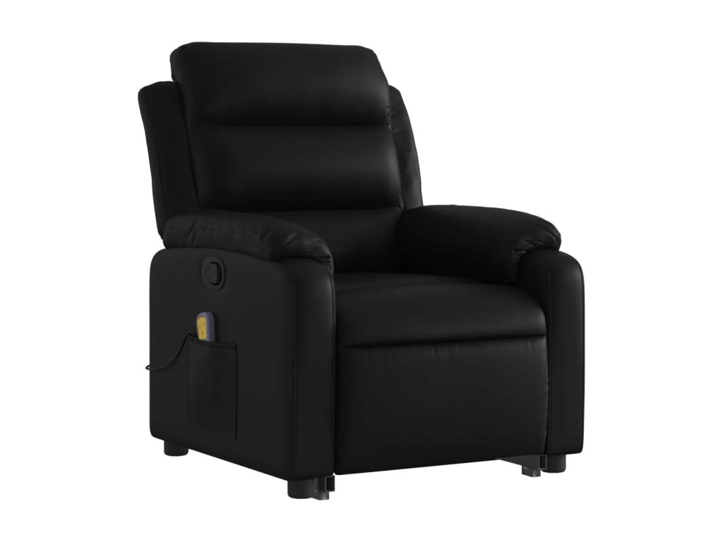 Sillón reclinable de masaje de pie cuero artificial negro