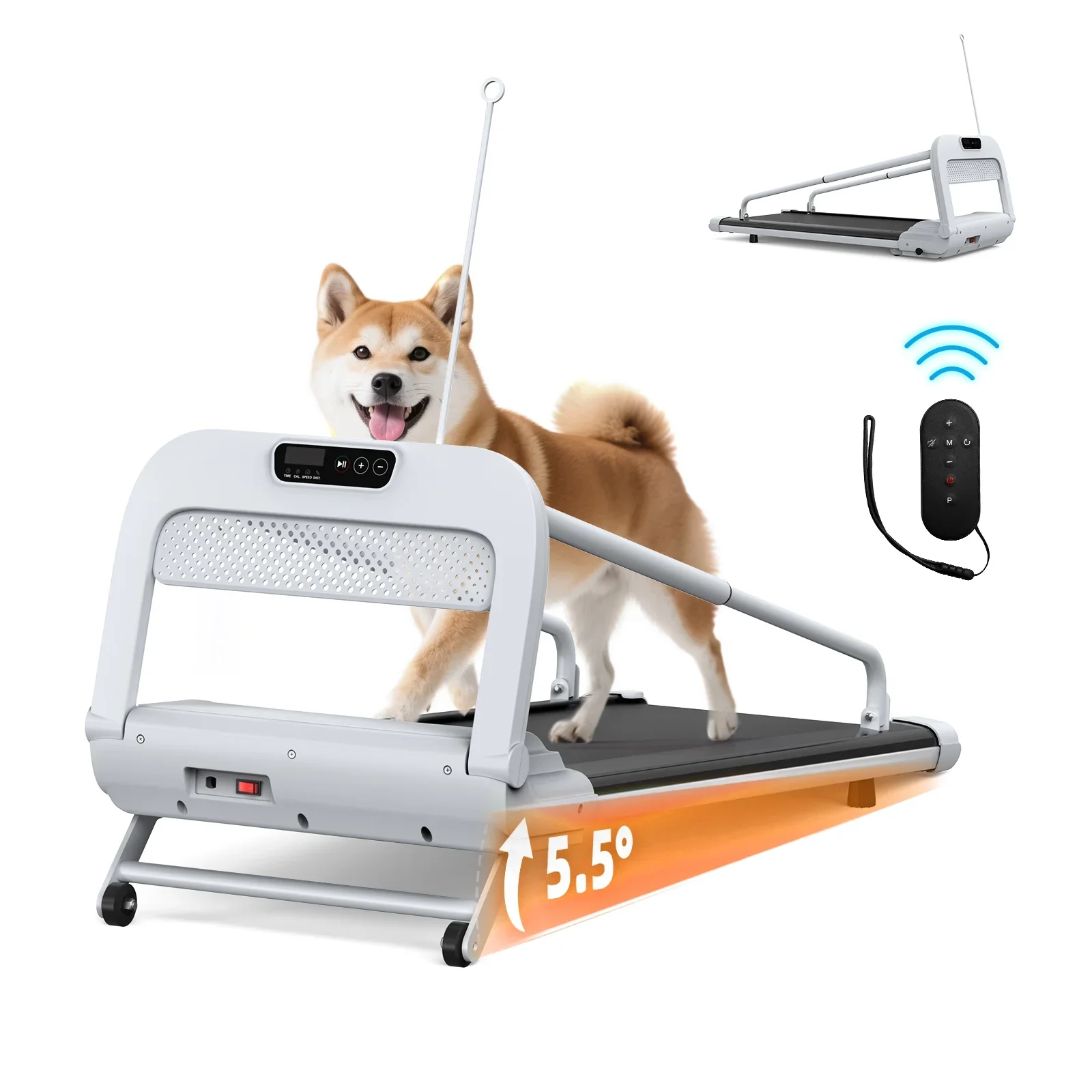 Ambifirner Dog Treadmill for Medium Small Dogs - 265lbs Weight Capacity Pet Running Machine - 2 in 1 Treadmill for Pet Fitness with Move Wheels and Remote Control